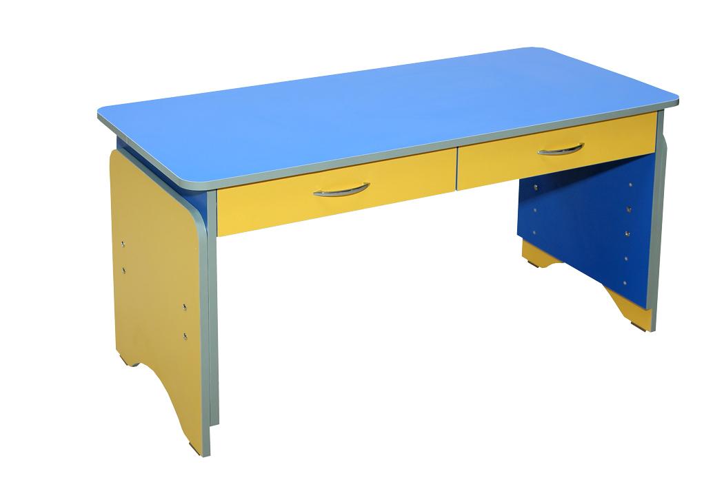 Стіл дитячий 2-місний з шухлядами, з ламінованої ДСП, регульований по висоті,(ТОВ ‘’АЛМАНТ’’),1100х500х500/560/620/680 мм.